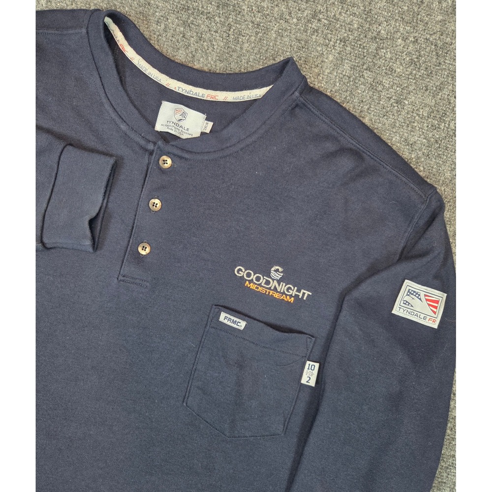 Tyndale FR Henley Shirt Mens 2XL Navy Blue Long Sleeve